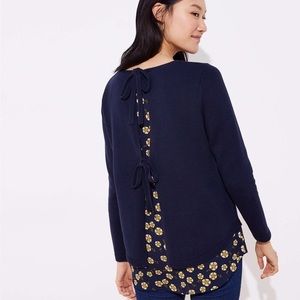 Loft | Bloom Mixed Media Tie Back Sweater